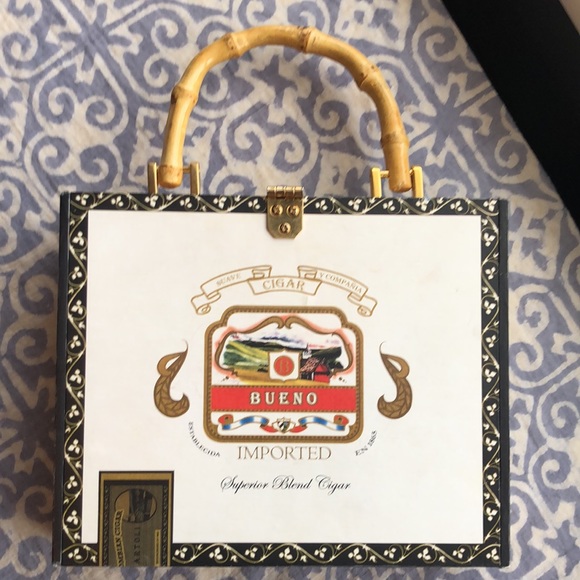 Travel Cigar Box Purse Bamboo Handle Y2K Vintage - Picture 6 of 10